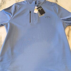 NWT Callaway Sky Blue Textured Quarter-Zip Pullover